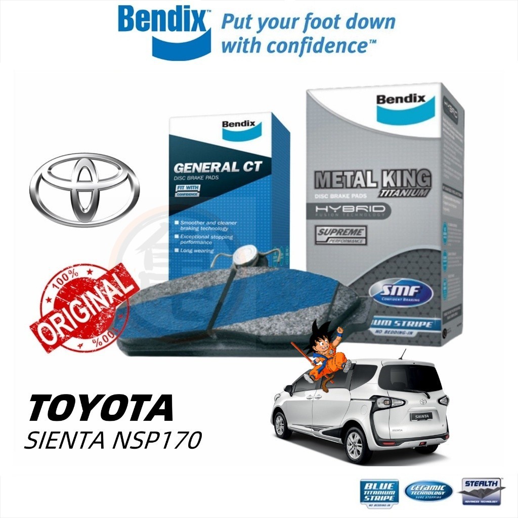 ผ้าเบรค BENDIX Toyota Sienta NSP170 Metal King General CT ผ้าเบรคหน้า