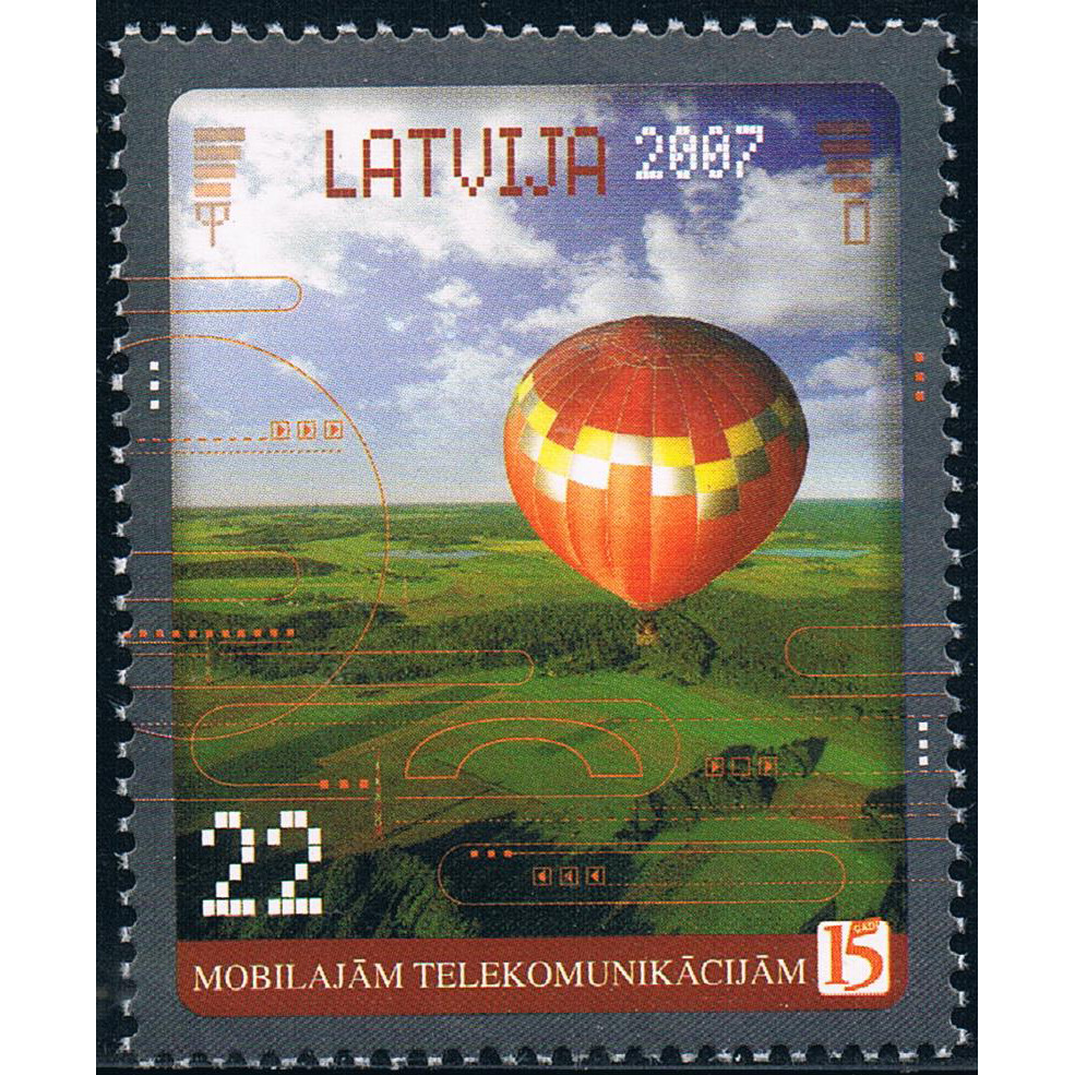 BS2192 Latvia 2007 การสื่อสารมือถือ ครบรอบ 15 ปี ลูกโป่งอากาศร้อน 1 แสตมป์ต่างประเทศใหม่เอี่ยม