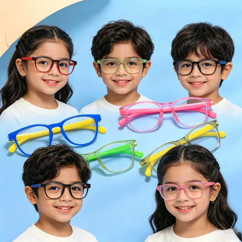 ใหม่แฟชั่นเด็กป้องกันแสงสีฟ้ากรอบขนาดเล็กคอมพิวเตอร์ไม่ใช่องศาแว่นตาตกแต่งสําหรับเด็กและเด็กผู้หญิง เทียบกับ2