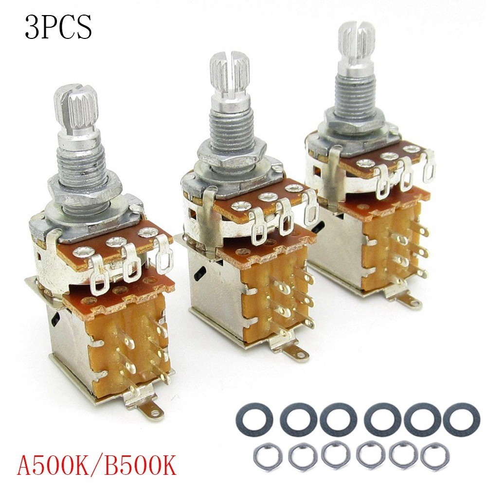 3 แพ็ค A500K/B500K Potentiometer, กีตาร์ไฟฟ้าปุ่มสวิทช์ A500K/B500K Push Pull