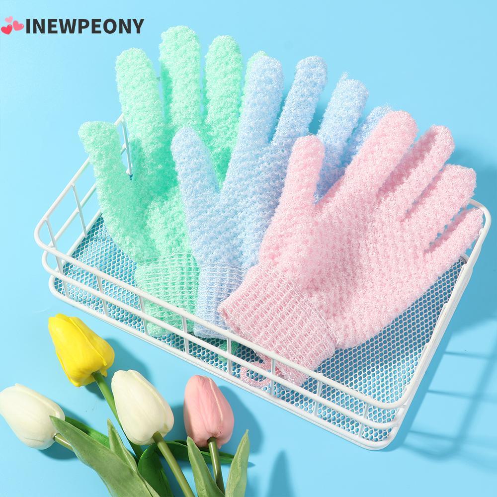 INEWPEONY Peeling ถุงมือนุ่มห้านิ้วสปาอาบน้ํา Exfoliator สองด้านขัด Mitt Rub Thicken ผ้าเช็ดตัว