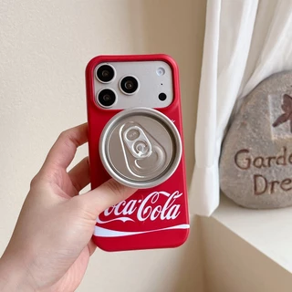 ปลอกสําหรับ iPhone 17 Pro Max 16 15P Magnetic Attraction แฟชั่น Creative Cola รูปแบบเคสโทรศัพท์สีแดงพร้อมขาตั้งแบบพับได้กันกระแทก PC Anti-scratch ฝาครอบป้องกัน Shell