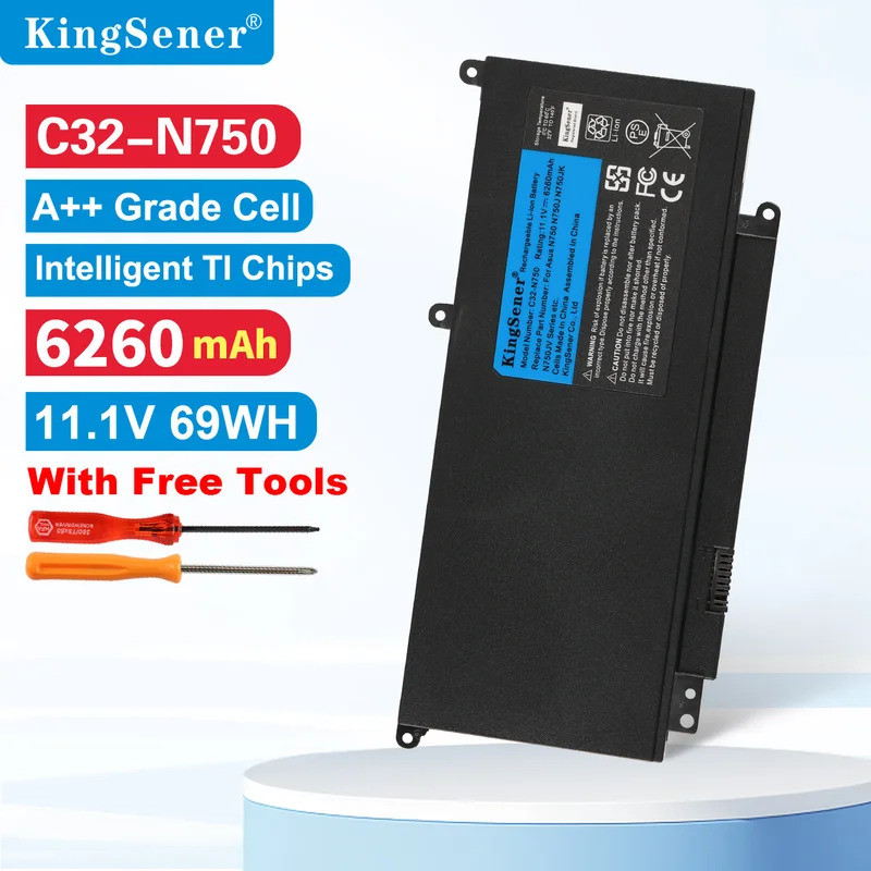 KingSener C32-N750 แบตเตอรี่แล็ปท็อปสําหรับ ASUS N750 N750J N750JK N750JV N750Y47JK-SL N750Y47JV-SL 