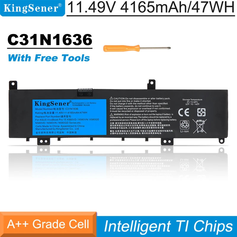 KingSener C31N1636 แบตเตอรี่แล็ปท็อปสําหรับ N580VN N580VD NX580V X580V X580VN X580GD N580VD N580VD N