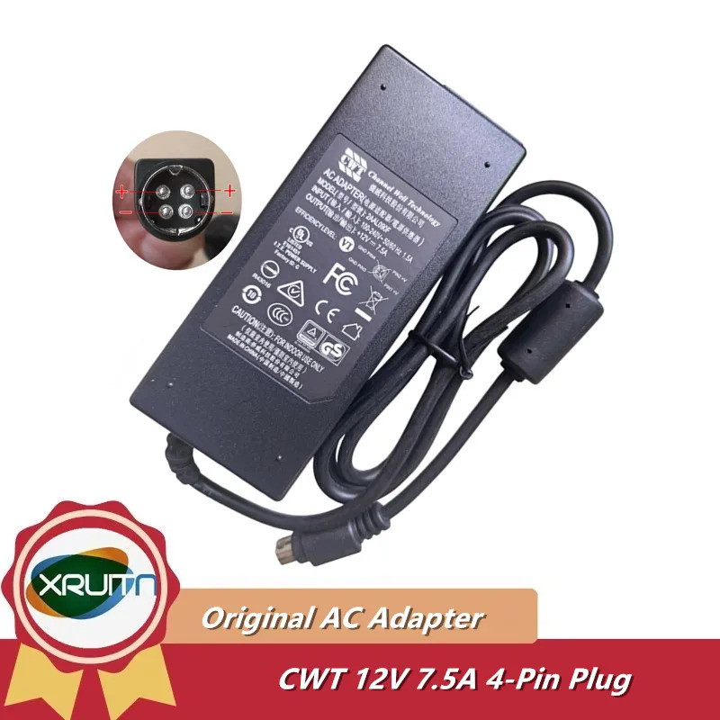 CWT 2AAL090F 12V 7.5A 4-Pin AC Adapter Charger สําหรับ Netgear RN104104 RN10442D 200NAS RN10400 Read