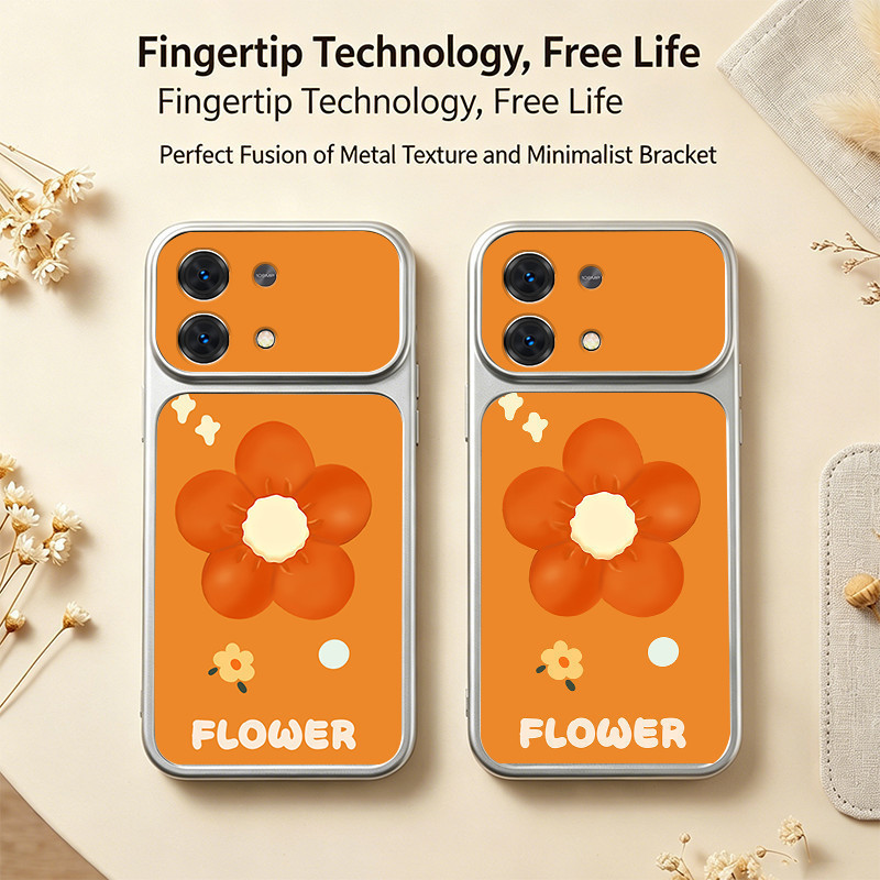 สําหรับ REDMI NOTE 13 4G REDMI NOTE 13 PRO 5G เคสโทรศัพท์ Softcase กันกระแทกออกแบบใหม่ความงามน่ารักการ์ตูนดอกไม้สีส้มสําหรับชาย DSCSHD3