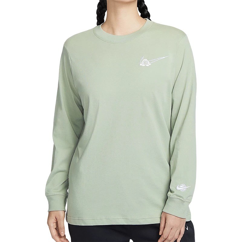 Wenwen ของแท้ Nike Nike สไตล์ใหม่ผู้หญิงสบายรอบคอแขนยาวลําลองเสื้อยืด Bottoming เสื้อ HF3260-370
