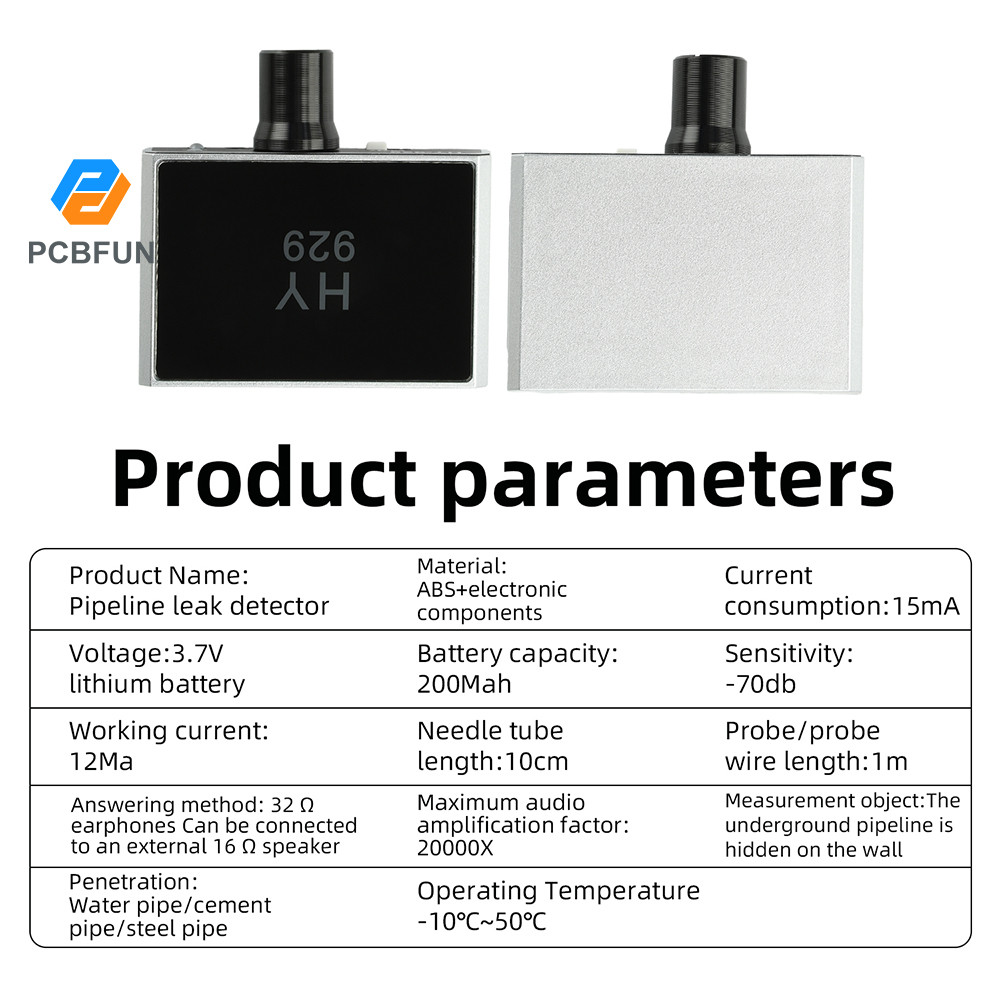 Pcbfun HY-929 เครื่องตรวจจับการรั่วไหลของท่อผนังพร้อมหูฟังเครื่องขยายเสียงการตรวจจับการรั่วไหลของแก๊