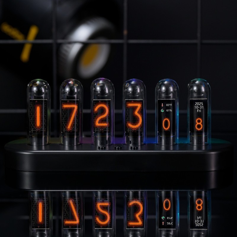 Nixie tube watch นาฬิกา nixie tube หน้าจอสีอุณหภูมิความชื้นเดสก์ท็อปนาฬิกาปลุกอัจฉริยะ