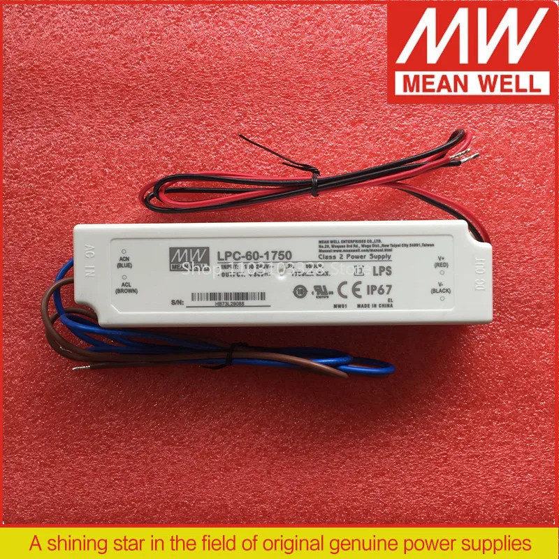 MEAN WELL 60W แหล่งจ่ายไฟสลับเอาต์พุตเดี่ยว LPC-60-1050 | 1050mA LPC-60-1400 | 1400mA LPC-60-1750 | 