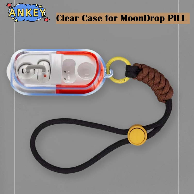 Suitable for MoonDrop PILL Bluetooth Earphone Protective Case MoonDrop PILL Transparent TPU Anti Drop Protective Case with Rope