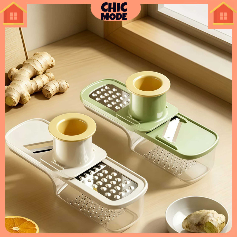 เครื่องบดกระเทียมขิงสแตนเลส 3-in-1 อเนกประสงค์ กดและหั่นเครื่องเทศได้ สะดวกใช้ในครัวเรือน