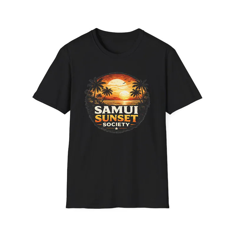 Samui Sunset Society T-Shirt, Koh Samui Thailand Beach Shirt, Tropical Palm Sunset Tee, Vintae Islan