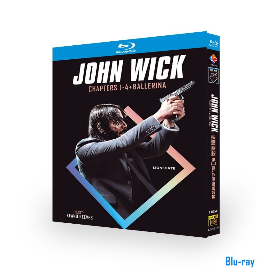[ใหม่เอี่ยม SEALED] ฟิล์มอเมริกัน John Wick‎ Chapter 1-4 & Ballerina(2014-2025) กล่อง Blu-ray 4 แผ่น