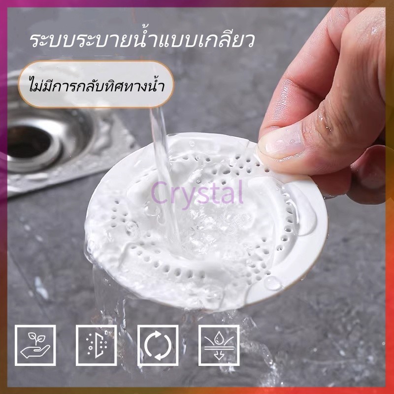 Crystal ที่กรองเส้นผมสำหรับอ่างล้างจานในครัว/ที่กรองเส้นผมสำหรับท่อระบายน้ำในห้องน้ำ ป้องกันการอุดตันและกันเส้นผม