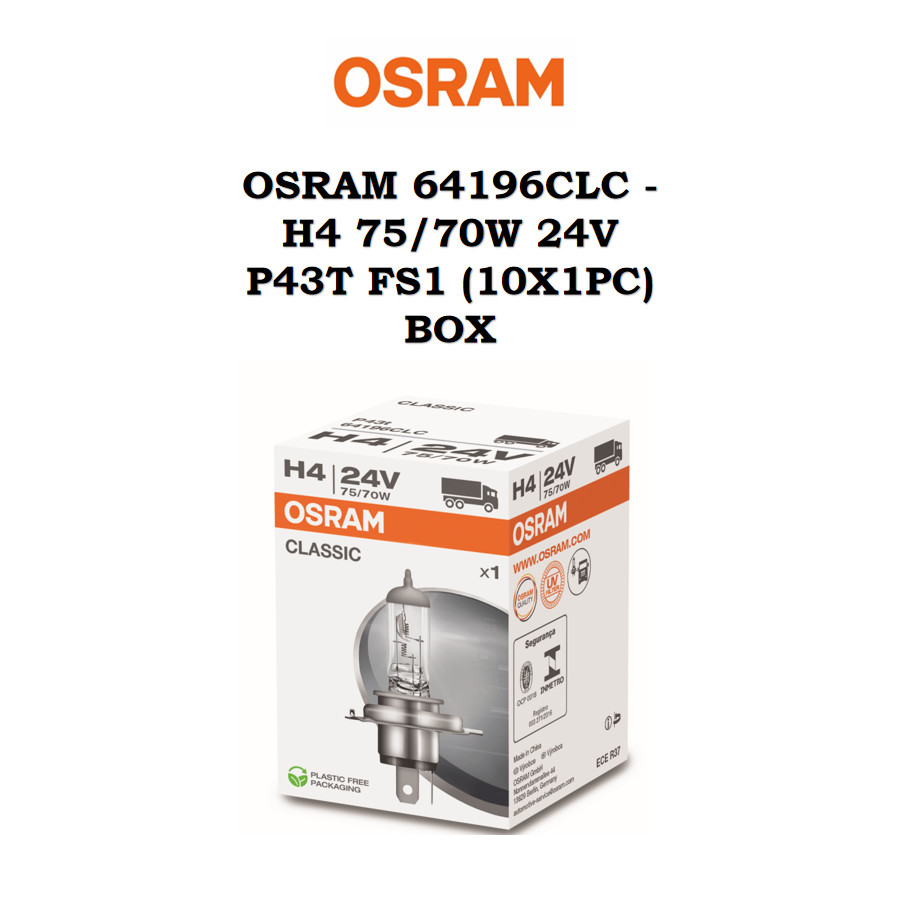 OSRAM 64196CLC - H4 75/70W 24V P43T FS1 (10X1PC) กล่อง