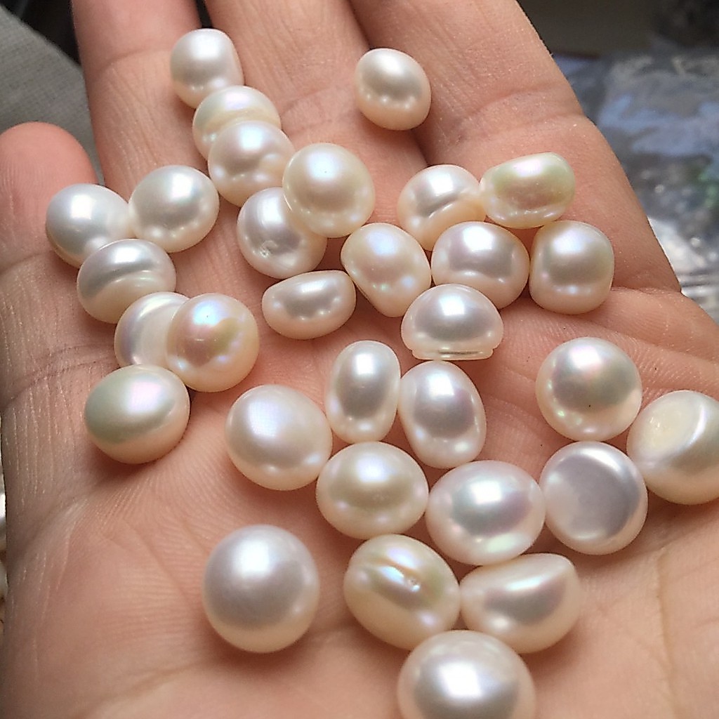 มุกน้ำจืด ไข่มุกแท้ 9-10mm ทำต่างหูติดหูสวยพิเศษ ราคาขายเป็นเม็ด FreshwaterPearl สินค้าพร้อมส่ง ภาพถ่ายจากของจริง