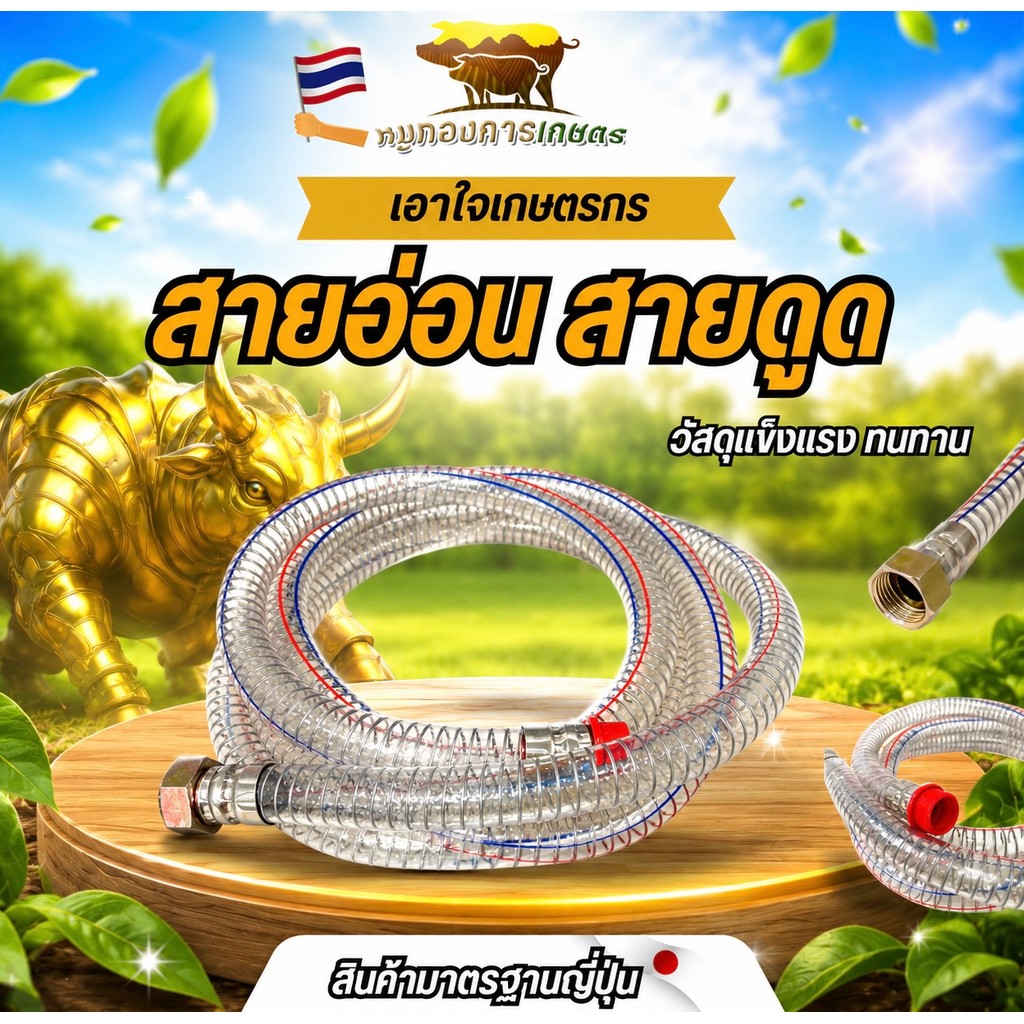ชุดสายดูด สายวน 6 หุล ลวดสปริง 2.6 เมตร พร้อมใช้งาน สายหนา ทนทาน สินค้าได้มาตรฐาน