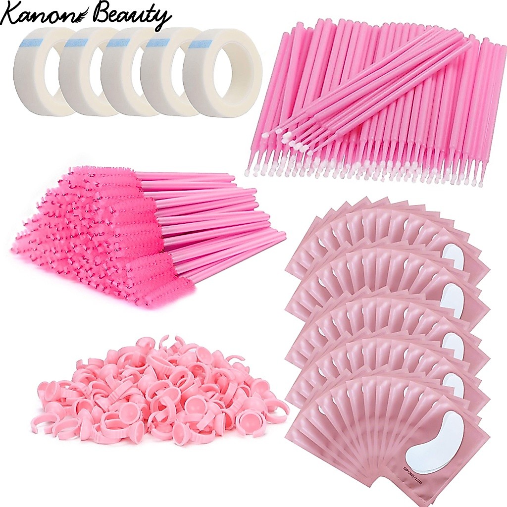 Eyelash Extension Supplies Set Lashes Micro แปรงเทปกาวแหวน Eye Patch ทิ้งมาสคาร่า Wands Applicator Eyelashes เครื่องมือ