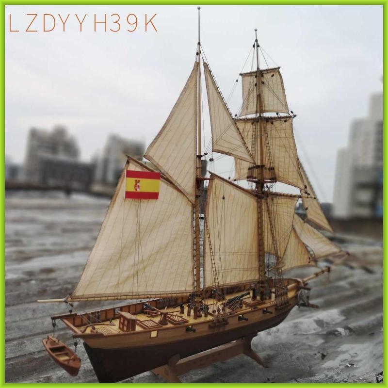 [lzdyyh39k] 1:100 ชุดโมเดลเรือไม้ Sailing Home Desktop Room รุ่นเรือสูง