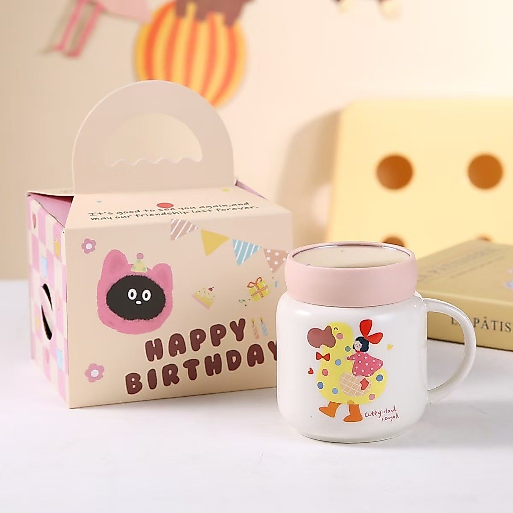 สินค้าใหม่🎊🎊แก้วเซรามิก ดีไซน์น่ารัก พร้อมกล่องกระดาษสวยๆ  เหมาะสำหรับเทศกาล🎊🎊คละลาย