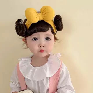 Ha แฟชั่นน่ารักเด็กทารกเด็กวิกผมเด็กผู้หญิง Bow วิกผม Hairband ทารกแรกเกิดวัยหัดเดินวิกผมหมวก Hairpiece คอสเพลย์ Headwear TH