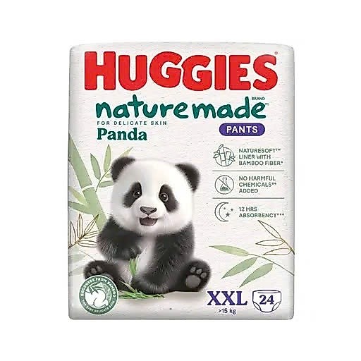 SUPER PREMIUM DIAPER PANTS HUGGIES NATURE PANDA SIZE XXL24 (สําหรับ BABY >15KG)