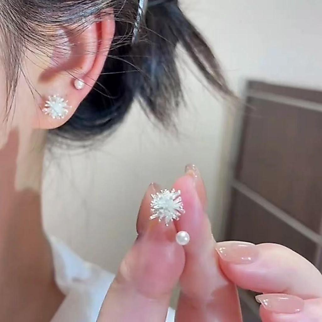 Dandelion Firework ต่างหู Niche High-End ต่างหูอารมณ์ประณีตสไตล์ใหม่ต่างหูสี่ชิ้น