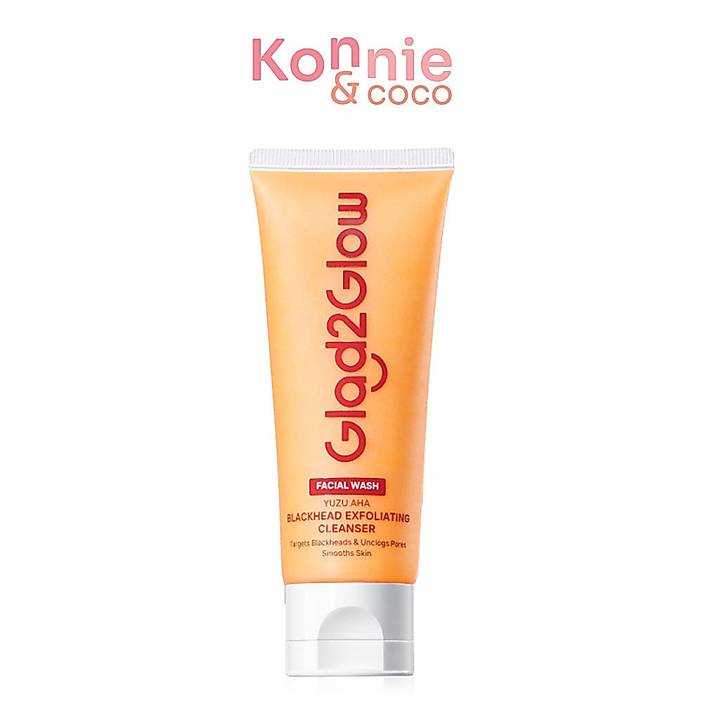 Glad2Glow Yuzu AHA Blackhead Smooth Exfoliating Cleanser 70g แกลดทูโกลว์ โฟมล้างหน้าเนื้อสครับ.