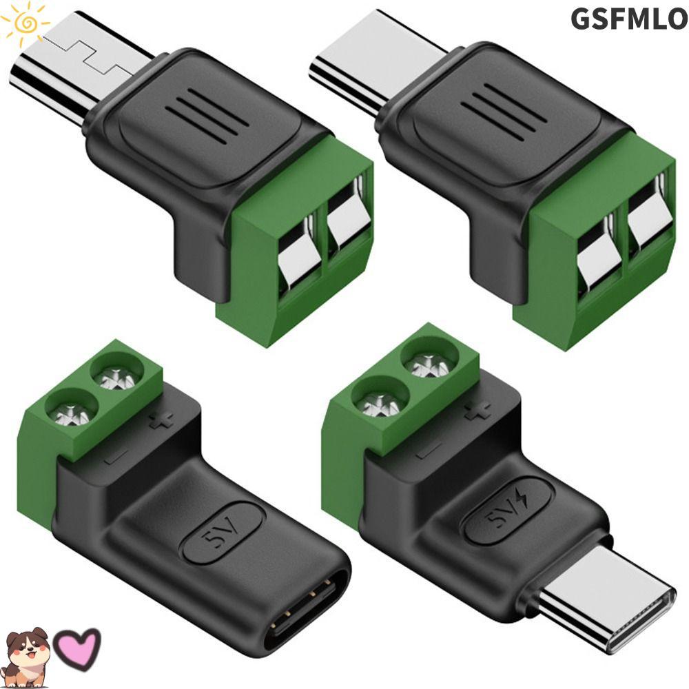 GSFMLO อะแดปเตอร์เทอร์มินัล USB C ถึง 2Pin, Type-C ถึง 2 ขา 5V Crimp Terminal Block, Professional สีเขียว Solderless ปลั๊กสกรูปลั๊กชาร์จแล็ปท็อปโทรศัพท์