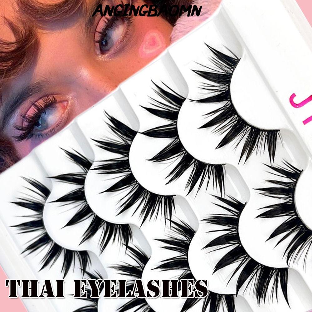ANGINGBAOMN Faux Mink Eyelashes Eye แต่งหน้าเครื่องมือหนายาว Soft Band Handmade Craft Wispy Fluffy