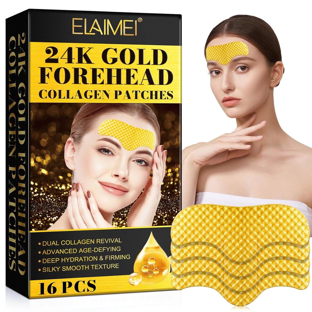 ReliCo หน้าผากริ้วรอยแพทช์ - 24K Gold หน้าผาก Frown ริ้วรอยแผ่นพร้อมคอลลาเจนเพิ่มความยืดหยุ่นสําหรับ