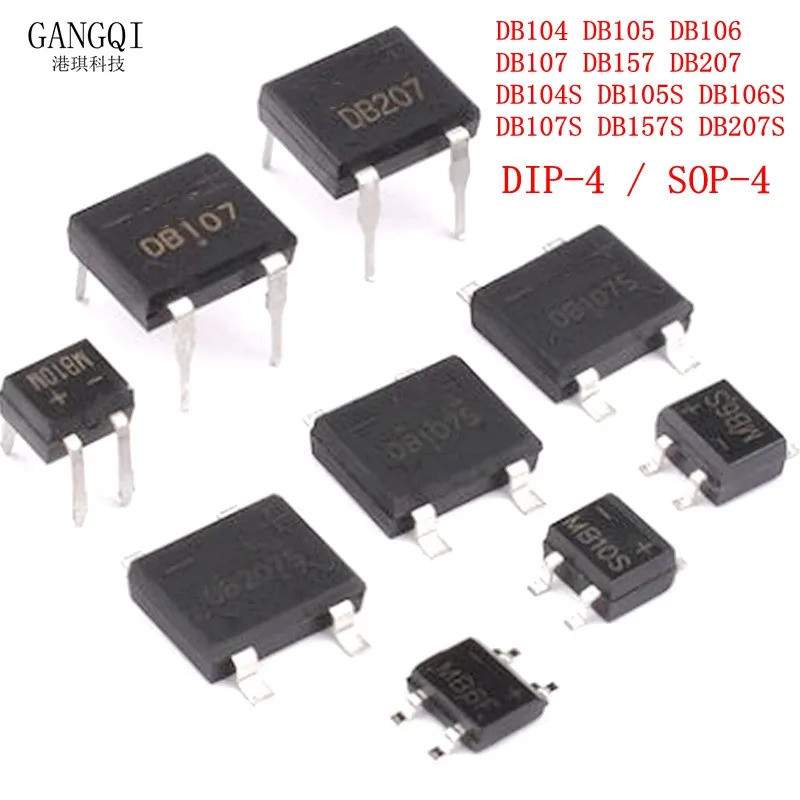 10PCS DB104 DB104S DB105 DB105S DB106 DB106S DB107 DB107S DB157 DB157S DB207 DB207S DIP-4 SOP สะพานว