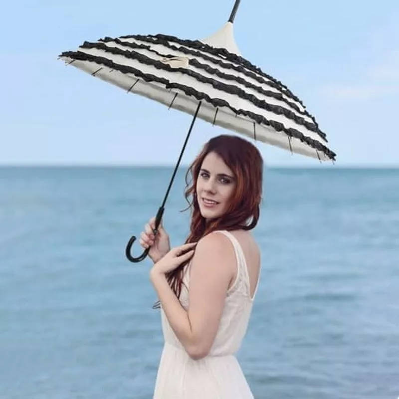 ร่มลูกไม้เจ้าหญิง ร่มกันแดดสำหรับเจ้าสาว สีแดง thumbnail 10