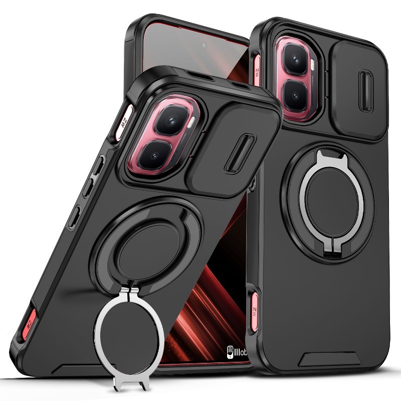 สําหรับ Infinix GT 50 Pro GT 20 30 Pro GT30 Pro สไลด์กล้องเลนส์ป้องกันแหวนขาตั้งแม่เหล็กเคสโทรศัพท์เกราะกันกระแทกซิลิโคนแข็ง