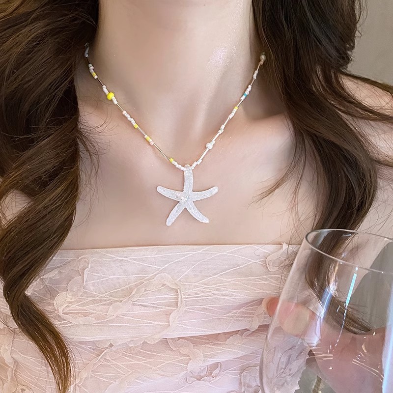 สร้อยคอ จี้รูปปลาดาว ลูกปัดหลากสีสัน ปรับความยาวได้ โดปามีน น่ารัก แฟชั่น สำหรับผู้หญิง ส่งไวจากไทย