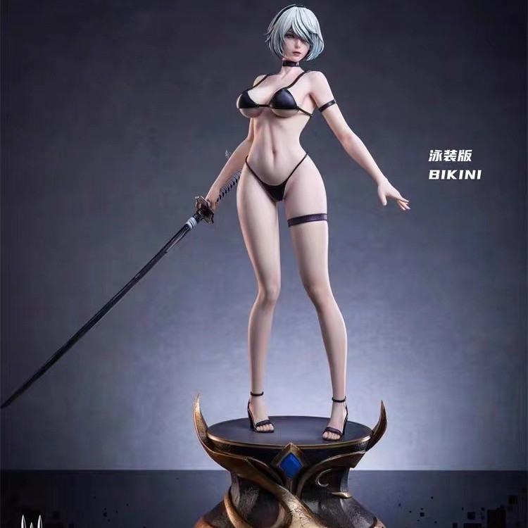Mechanical Era 1/4 Double-Headed Sculpture 3rd Anniversary Neil 2B Miss ชุดว่ายน้ํารุ่นเกมอะนิเมะรูป