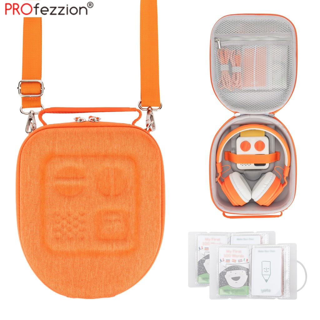 PROfezzion กระเป๋าเดินทางสําหรับ Yoto Mini และ พร้อมหูฟัง, กระเป๋าสะพายไหล่ป้องกันเปลือกแข็งพร้อมที่ใส่บัตร 24 ช่อง