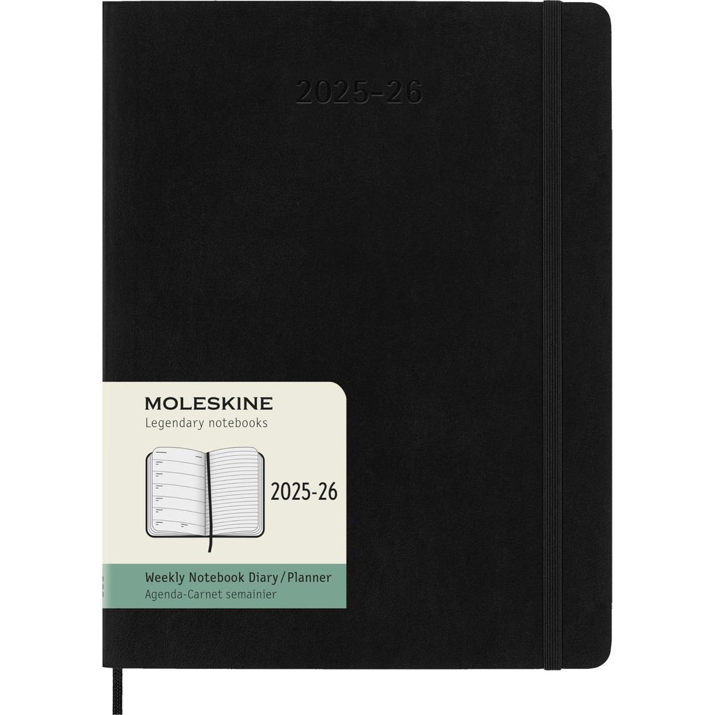 Moleskine 2025 Planner เริ่มกรกฎาคม ไดอารี่รายวัน 18 เดือน ปกแข็ง ขนาดใหญ่ (13ซม. x 21ซม.) สีดํา
