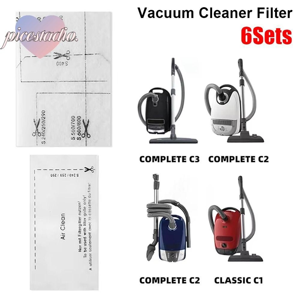 PICESTADIO 6 ชุดผ้าฝ้ายกรองไอเสีย Air Clean เครื่องดูดฝุ่นกรอง,ทนทาน Pack อะไหล่สําหรับ Miele Comple