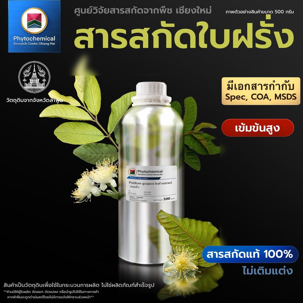 สารสกัดฝรั่ง(ใบ)(แบบน้ำ) Guava leaf extract | สารสกัดจากพืช สารสกัดสมุนไพร 100% | เข้มข้นสูง 25-100 