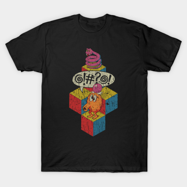 เสื้อยืด Vintage RETRO STYLE -Qbert 70s T-Shirt แท้ Cotton 100% หลวม แขนสั้น สีขาว รัดรูป แฟชั่น