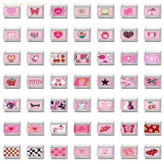 สร้อยข้อมือสแตนเลสสไตล์อิตาลี ขนาด 9 มิลลิเมตร สีชมพูเชอร์รี่ พอดีมือ เหมาะสำหรับเครื่องประดับเพิ่มเสน่ห์