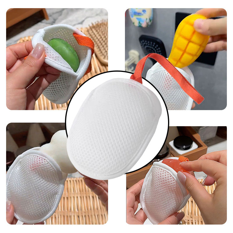 Hot  Foaming Soap Net Handmade Soap Mesh Bag น้ํายาทําความสะอาดผิวหน้า ตาข่ายทําฟอง สบู่อาบน้ํา ตาข่ายตีฟอง ราคา ถูกที่สุด ดีลบีเคเค แกลเลอรีภาพที่ 9