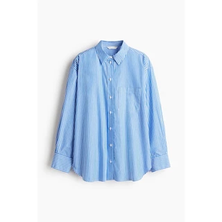 H&M(เอชแอนด์เอ็ม) เสื้อเชิ้ตผ้าคอตตอนป็อปลินแบบโอเวอร์ไซส์ ผู้หญิง 1290269_1