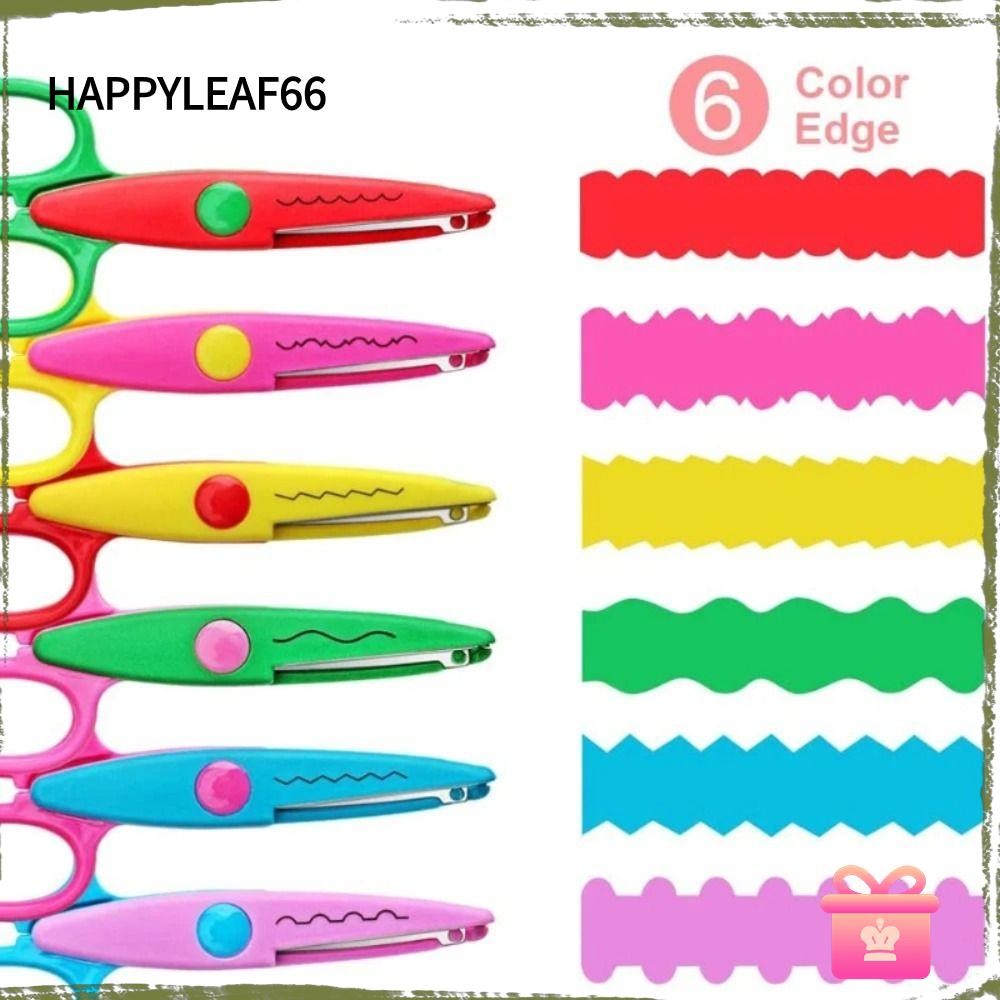 HAPPYLEAF66 1/6PCS กรรไกรลูกไม้, DIY สีสบาย Hand Art ความปลอดภัยกรรไกร, Minimalistic ขนาดเล็กรอบหัวเครื่องเขียนหยักรูปแบบกระดาษตัดกรรไกรนักเรียน