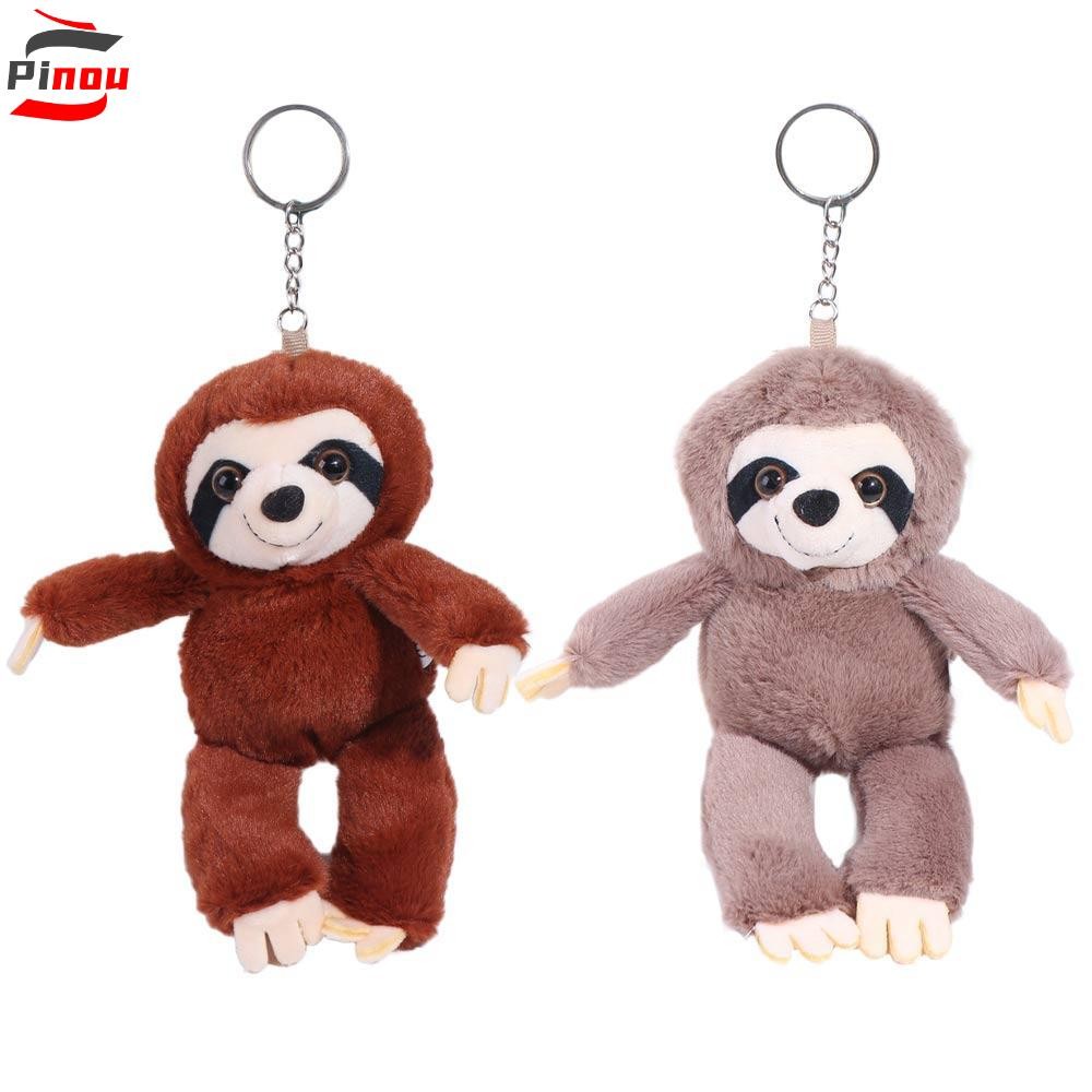 PINOU Sloth จี้ขนาดเล็ก,ตุ๊กตาสัตว์จําลอง Plush Sloth พวงกุญแจ,น่ารักพวงกุญแจตุ๊กตานุ่มตาโต Sloth ตุ