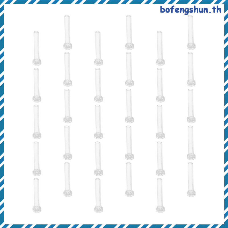 🏠 50 Pcs ต่างหู Auricular Cannula พลาสติก Studs Needle Covers Sleeves Holder ใส Transparent ผู้ชาย
