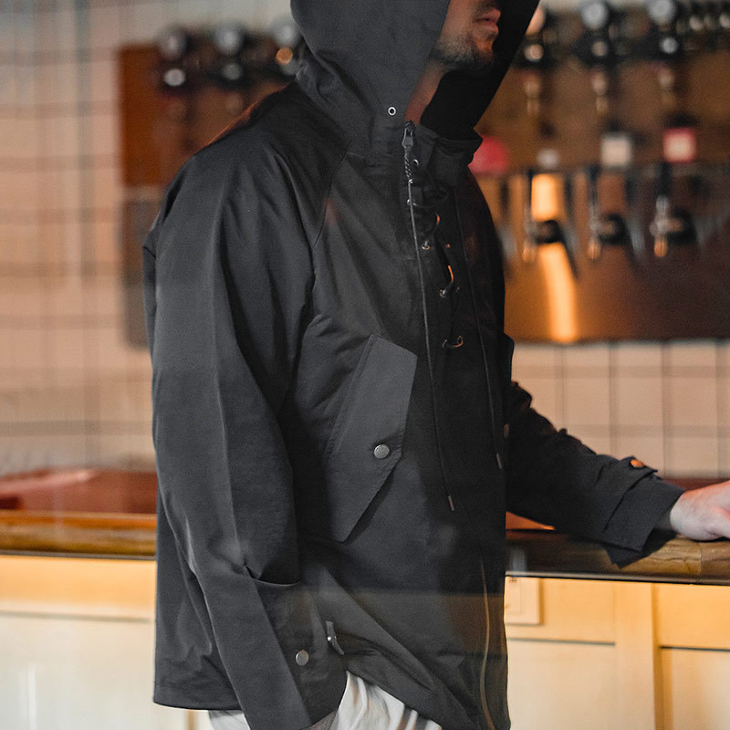 เครื่องมือสมัยใหม่ American Retro Diagonal Zipper Hooded Deck Jacket Functional Windproof Jacket Jac