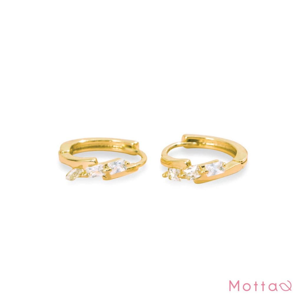 Motta Earring ต่างหูห่วงชุบทองคำขาว ต่างหูฝังเพชร